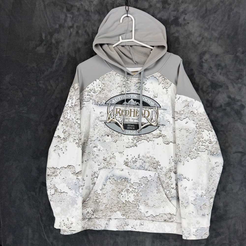 RedHead Mens 2XL‎ Tundra Camo Graphic Hoodie Grey White Fleece 479R3951 Bass Pro